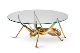 A GILT METAL AND AGATE MOUNTED 'BEETLE' TABLE; SECOND HALF 20TH CENTURY