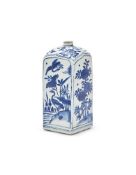 A Chinese blue and white 'Lotus and geese' square vase