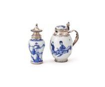 A Chinese miniature blue and white 'lotus seed' jar and cover