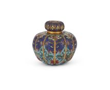 A Chinese cloisonné lobed vessel and cover