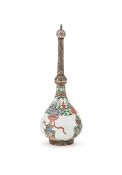 A Chinese Famille Verte rose water bottle or sprinker