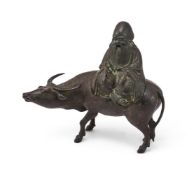 A large Chinese figural bronze censer