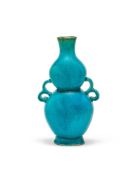 A Chinese turquoise glazed twin-handled vase