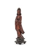 A Chinese carved hardwood figure of Guanyin