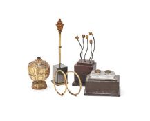 A group of Khmer gold coloured and silver gilt objects