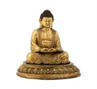 A large Sino-Tibetan style bronze figure of Amida Buddha
