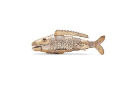 A Chinese small silver-gilt articulated model of a fish