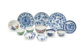 An assorted group of Chinese blue and white plates and bowls