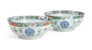 A large pair of Chinese Famille Verte Bowls