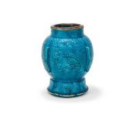 A Chinese archaistic style turquoise glazed vase