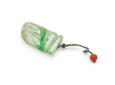 Y A Chinese jadeite pendant in the form of a Qin musical instrument