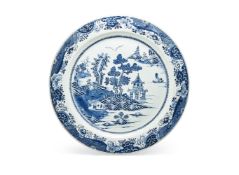 A large Chinese blue and white 'landscape' Charger