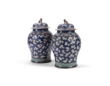 A large pair of Chinese vases and covers