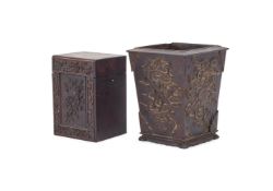 A carved Chinese hardwood 'Anbaxian' jardinière