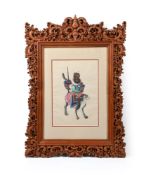 A Chinese gouache painting of zhongkui on a tiger