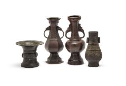Four various Chinese bronze vases