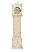 A WHITE PAINTED LONGCASE CLOCK