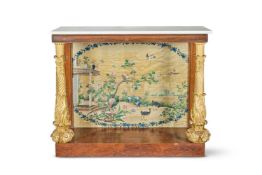 Y A REGENCY ROSEWOOD AND PARCEL GILT CONSOLE TABLE