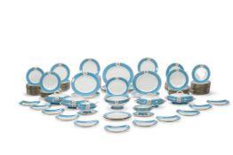 A WORCESTER BLUE-GROUND AND GILT CRESTED PART DINNER SERVICE
