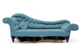 A VICTORIAN GREEN UPHOLSTERED DROP END SOFA