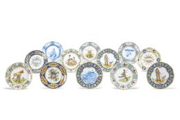 TWELVE VARIOUS NORTHERN FRENCH FAIENCE GREAT WAR PROPAGANDA PLATES, CIRCA 1917