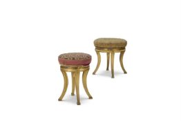 A REGENCY GILTWOOD MUSIC STOOL, CIRCA 1800