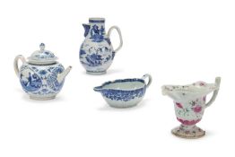 A CHINESE EXPORT FAMILLE ROSE HELMET SHAPED JUG, 18TH CENTURY