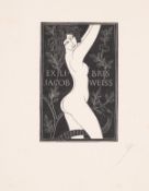 Gill (Eric) Eve. Ex-Libris for Jacob Weiss, wood-engraving, proof impression initialled by artist, …