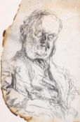 λθ Waugh (Evelyn).- Topolski (Feliks) Portrait of Evelyn Waugh (1903-1966), black chalk, [c.1961]