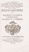 θ Optics.- Lambert (Johann Heinrich) Photometria sive de mensura et gradibus luminis, colorum et …