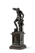 AFTER THE ANTIQUE, A BRONZE FIGURE OF THE DANCING FAUN WITH CYMBALS, EARLY 19TH CENTURY