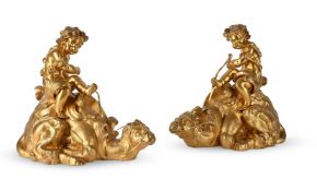 AN UNUSUAL PAIR OF ORMOLU CAMEL CHENETS, IN THE LOUIS XVI MANNER, LATE 19TH CENTURY