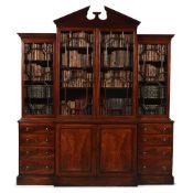 A GEORGE III MAHOGANY BREAKFRONT LIBRARY BOOKCASE, CIRCA 1770