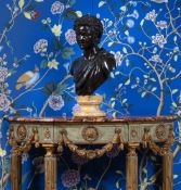 AFTER THE ANTIQUE, A NAPLES BRONZE BUST OF A FAUN, SABATINO DE ANGELIS FOUNDRY, 1907