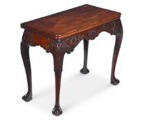 AN IRISH GEORGE II MAHOGANY CARD TABLE,CIRCA 1750