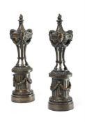 A PAIR OF BRONZE NEOCLASSICAL URNS, 19TH CENTURY
