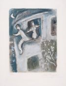 λ Marc Chagall (1887-1985) David Sauvé par Michal, from La Bible (Mourlot 250)