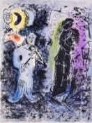 λ Marc Chagall (1887-1985) Couple Noir au Musicien (Mourlot 296)