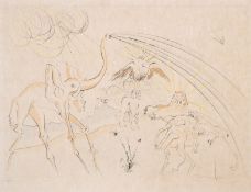 λ Salvador Dalí (1904-1989) L'Éléphant et le Singe de Jupiter, from La Bestiare de la Fontaine …