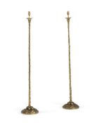 A PAIR OF BRASS LEAF STANDARD LAMPS, BY VAUGHAN, OF RECENT MANUFACTURE