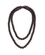 A CHINESE HARDWOOD PRAYER NECKLACE, QING DYNASTY