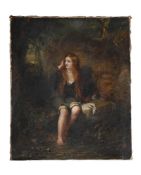 BRITISH SCHOOL (19TH CENTURY), WOMAN BATHING IN A FOREST POOL