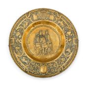 A LARGE BRASS SIDEBOARD DISH, FLEMISH, 19TH CENTURY