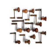 ELEVEN LONGCASE CLOCK CRANK WINDING KEYS