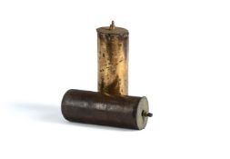 A MATCHED PAIR OF BRASS-CASED EIGHT-DAY LONGCASE CLOCK WEIGHTS