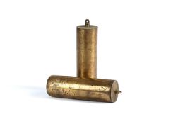 A MATCHED PAIR OF BRASS-CASED EIGHT-DAY LONGCASE CLOCK WEIGHTS