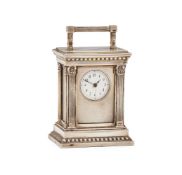 A RARE VIENNESE SILVER CASED MINIATURE CARRIAGE TIMEPIECE