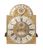 A GEORGE II EIGHT-DAY LONGCASE CLOCK MOVEMENT AND DIAL WITH CALENDAR TO ARCH