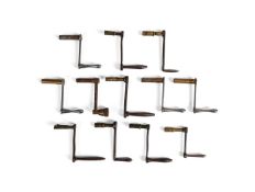 TWELVE LONGCASE CLOCK CRANK WINDING KEYS