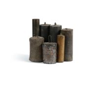 SEVEN ASSORTED LONGCASE AND OTHER CLOCK WEIGHTS